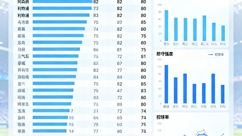 Opta数据大屏展示英超实时积分榜和球队统计对比