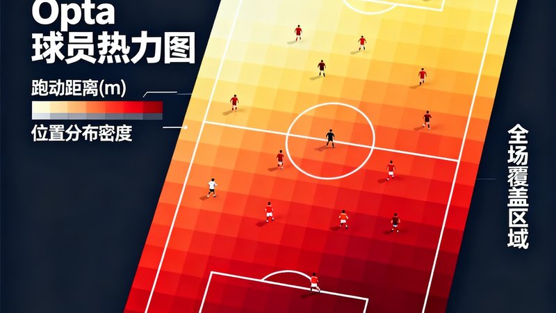 Opta球员热力图覆盖全场跑动距离与位置分布